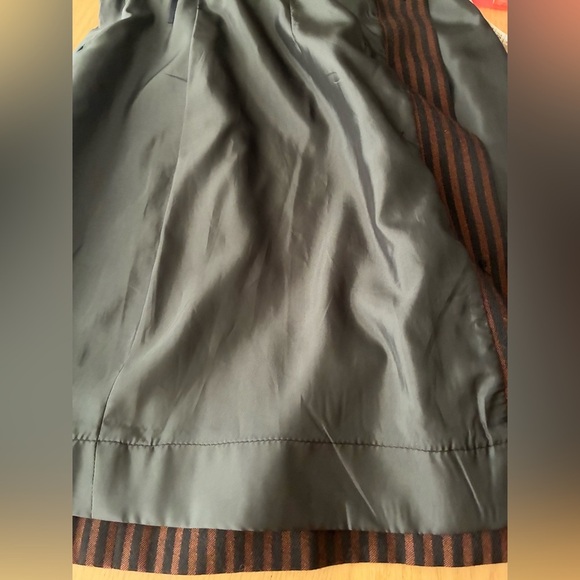 Vintage Gerard Pasquier Made in France 100% Wool Brown Striped Women's Skirt - Picture 6 of 11